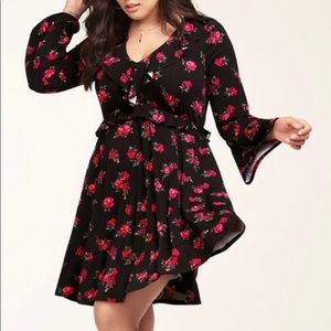 Torrid black and red floral dress